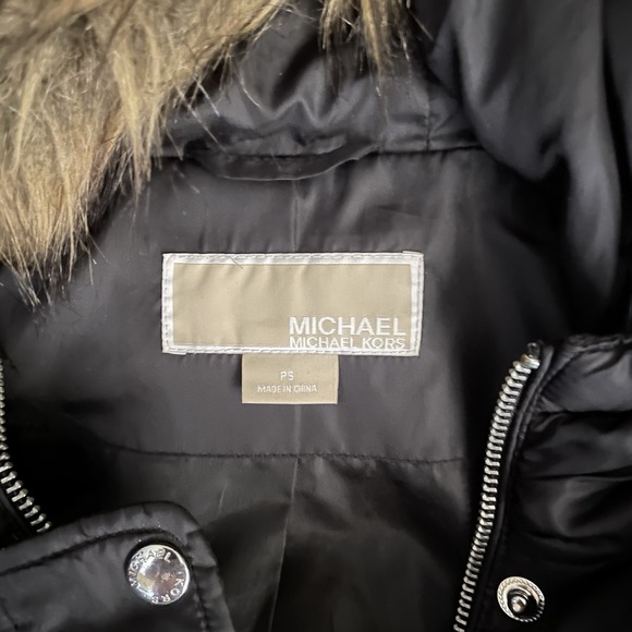 Michael Kors‎ PS Quilted Polyester Black Faux Fur Hood Trim Removable Hood - Picture 6 of 7
